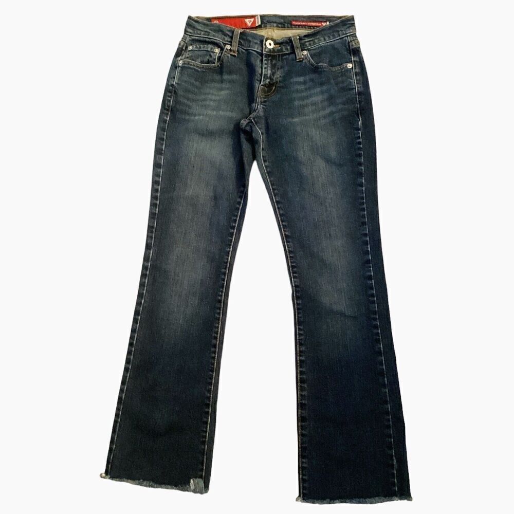 GUESS Vintage Low Rise Straight Bootcut Jean Dark Wash 25 - Picture 6 of 9